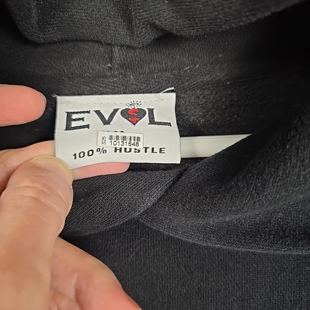 Vintage EVOL Love Is For Lames Black and White Hoodie Size XL - Picture 5 of 16